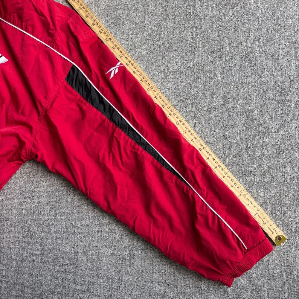 Wisconsin Badgers VTG Reebok Jacket Mens L Red Windbreaker Fleece Lined